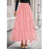 imagePRETTYGARDEN Tulle Skirts for Women 2025 Fall Fashion Tiered Flowy Elastic High Waisted ALine Casual Maxi Long SkirtLight Pink