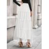 imagePRETTYGARDEN Tulle Skirts for Women 2025 Fall Fashion Tiered Flowy Elastic High Waisted ALine Casual Maxi Long SkirtWhite