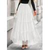 imagePRETTYGARDEN Tulle Skirts for Women 2025 Fall Fashion Tiered Flowy Elastic High Waisted ALine Casual Maxi Long SkirtWhite