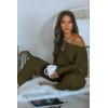 imagePRETTYGARDEN Two Piece Sets for Women Fall 2025 Ribbed Knit Off Shoulder Tops Lounge Pants Tracksuit Fashion ClothingArmy Green