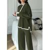 imagePRETTYGARDEN Womens 2 Piece Fall Knit Sweater Set Long Sleeve Tops Wide Leg Pants Sweatsuit Tracksuit Outfit Winter ClothingArmy Green