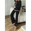 imagePRETTYGARDEN Womens 2 Piece Fall Knit Sweater Set Long Sleeve Tops Wide Leg Pants Sweatsuit Tracksuit Outfit Winter ClothingBlack