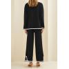 imagePRETTYGARDEN Womens 2 Piece Fall Knit Sweater Set Long Sleeve Tops Wide Leg Pants Sweatsuit Tracksuit Outfit Winter ClothingBlack