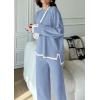 imagePRETTYGARDEN Womens 2 Piece Fall Knit Sweater Set Long Sleeve Tops Wide Leg Pants Sweatsuit Tracksuit Outfit Winter ClothingBlue
