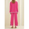 imagePRETTYGARDEN Womens 2 Piece Fall Knit Sweater Set Long Sleeve Tops Wide Leg Pants Sweatsuit Tracksuit Outfit Winter ClothingRose Red