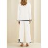 imagePRETTYGARDEN Womens 2 Piece Fall Knit Sweater Set Long Sleeve Tops Wide Leg Pants Sweatsuit Tracksuit Outfit Winter ClothingWhite