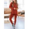 imagePRETTYGARDEN Womens 2 Piece Outfits 2025 Fall Casual Long Sleeve Tunic Tops Legging Pants Matching Lounge Sets SweatsuitsBrick Red