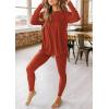 imagePRETTYGARDEN Womens 2 Piece Outfits 2025 Fall Casual Long Sleeve Tunic Tops Legging Pants Matching Lounge Sets SweatsuitsBrick Red
