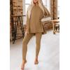 imagePRETTYGARDEN Womens 2 Piece Outfits 2025 Fall Casual Long Sleeve Tunic Tops Legging Pants Matching Lounge Sets SweatsuitsKhaki