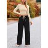imagePRETTYGARDEN Womens 2 Piece Sets 2025 Fall Long Sleeve Crop Tops Wide Leg Pants Matching Outfit Tracksuits Fashion ClothingBeige Black