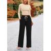 imagePRETTYGARDEN Womens 2 Piece Sets 2025 Fall Long Sleeve Crop Tops Wide Leg Pants Matching Outfit Tracksuits Fashion ClothingBeige Black