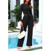 imagePRETTYGARDEN Womens 2 Piece Sets 2025 Fall Long Sleeve Crop Tops Wide Leg Pants Matching Outfit Tracksuits Fashion ClothingBlack