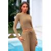 imagePRETTYGARDEN Womens 2 Piece Sets 2025 Fall Long Sleeve Crop Tops Wide Leg Pants Matching Outfit Tracksuits Fashion ClothingCamel