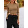 imagePRETTYGARDEN Womens 2 Piece Sets 2025 Fall Long Sleeve Crop Tops Wide Leg Pants Matching Outfit Tracksuits Fashion ClothingCamel Black