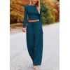 imagePRETTYGARDEN Womens 2 Piece Sets 2025 Fall Long Sleeve Crop Tops Wide Leg Pants Matching Outfit Tracksuits Fashion ClothingLake Blue