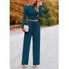 imagePRETTYGARDEN Womens 2 Piece Sets 2025 Fall Long Sleeve Crop Tops Wide Leg Pants Matching Outfit Tracksuits Fashion ClothingLake Blue