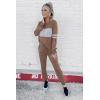 imagePRETTYGARDEN Womens 2 Piece Sets 2025 Long Sleeve Tops High Waisted Sweatpants Lounge Set Fall Fashion Travel OutfitsDark Khaki