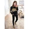 imagePRETTYGARDEN Womens 2 Piece Sets 2025 Long Sleeve Tops High Waisted Sweatpants Lounge Set Fall Fashion Travel OutfitsLeopard Black