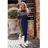 imagePRETTYGARDEN Womens 2 Piece Sets 2025 Long Sleeve Tops High Waisted Sweatpants Lounge Set Fall Fashion Travel OutfitsLeopard Navy