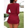 imagePRETTYGARDEN Womens 2025 Fall Off The Shoulder Dresses Casual Long Sleeve Ruched Side Slit Cocktail Party Bodycon Mini DressRed