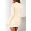 imagePRETTYGARDEN Womens 2025 Fall Short Formal Dresses Long Sleeve Mock Neck Elegant Wedding Guest Party Club Bodycon Mini DressBeige