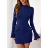 imagePRETTYGARDEN Womens 2025 Fall Short Formal Dresses Long Sleeve Mock Neck Elegant Wedding Guest Party Club Bodycon Mini DressNavy Blue