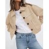 imagePRETTYGARDEN Womens Faux Suede Cropped Jacket Casual Fall Fashion 2025 Button Down Winter Coats Outerwear Trendy ClothesBeige