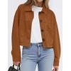 imagePRETTYGARDEN Womens Faux Suede Cropped Jacket Casual Fall Fashion 2025 Button Down Winter Coats Outerwear Trendy ClothesBrown