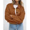 imagePRETTYGARDEN Womens Faux Suede Cropped Jacket Casual Fall Fashion 2025 Button Down Winter Coats Outerwear Trendy ClothesBrown