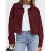 imagePRETTYGARDEN Womens Faux Suede Cropped Jacket Casual Fall Fashion 2025 Button Down Winter Coats Outerwear Trendy ClothesBurgundy