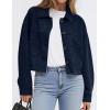 imagePRETTYGARDEN Womens Faux Suede Cropped Jacket Casual Fall Fashion 2025 Button Down Winter Coats Outerwear Trendy ClothesNavy Blue