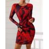 imagePRETTYGARDEN Womens Mini Dress Fall Outfits 2025 Trendy Tie Dye Print Long Sleeve Homecoming Club Party Bodycon DressesBlack Red Flower
