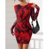 imagePRETTYGARDEN Womens Mini Dress Fall Outfits 2025 Trendy Tie Dye Print Long Sleeve Homecoming Club Party Bodycon DressesBlack Red Flower