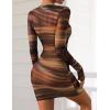 imagePRETTYGARDEN Womens Mini Dress Fall Outfits 2025 Trendy Tie Dye Print Long Sleeve Homecoming Club Party Bodycon DressesBrown Floral