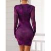 imagePRETTYGARDEN Womens Mini Dress Fall Outfits 2025 Trendy Tie Dye Print Long Sleeve Homecoming Club Party Bodycon DressesFloral Purple