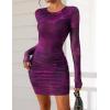 imagePRETTYGARDEN Womens Mini Dress Fall Outfits 2025 Trendy Tie Dye Print Long Sleeve Homecoming Club Party Bodycon DressesFloral Purple