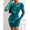 imagePRETTYGARDEN Womens Mini Dress Fall Outfits 2025 Trendy Tie Dye Print Long Sleeve Homecoming Club Party Bodycon DressesLake Blue Floral