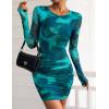 imagePRETTYGARDEN Womens Mini Dress Fall Outfits 2025 Trendy Tie Dye Print Long Sleeve Homecoming Club Party Bodycon DressesLake Blue Floral