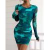 imagePRETTYGARDEN Womens Mini Dress Fall Outfits 2025 Trendy Tie Dye Print Long Sleeve Homecoming Club Party Bodycon DressesLake Blue Floral