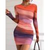 imagePRETTYGARDEN Womens Mini Dress Fall Outfits 2025 Trendy Tie Dye Print Long Sleeve Homecoming Club Party Bodycon DressesMulticolour Print