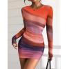imagePRETTYGARDEN Womens Mini Dress Fall Outfits 2025 Trendy Tie Dye Print Long Sleeve Homecoming Club Party Bodycon DressesMulticolour Print