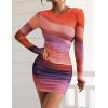 imagePRETTYGARDEN Womens Mini Dress Fall Outfits 2025 Trendy Tie Dye Print Long Sleeve Homecoming Club Party Bodycon DressesMulticolour Print