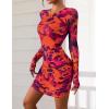 imagePRETTYGARDEN Womens Mini Dress Fall Outfits 2025 Trendy Tie Dye Print Long Sleeve Homecoming Club Party Bodycon DressesPurple Orange