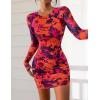 imagePRETTYGARDEN Womens Mini Dress Fall Outfits 2025 Trendy Tie Dye Print Long Sleeve Homecoming Club Party Bodycon DressesPurple Orange