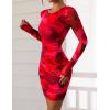 imagePRETTYGARDEN Womens Mini Dress Fall Outfits 2025 Trendy Tie Dye Print Long Sleeve Homecoming Club Party Bodycon DressesRed Floral