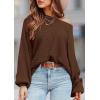 imagePRETTYGARDEN Womens Off The Shoulder Sweater Fall Fashion 2025 Pullover Long Sleeve Boat Neck Oversized Ribbed Knit TopsBrown