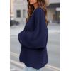 imagePRETTYGARDEN Womens Off The Shoulder Sweater Fall Fashion 2025 Pullover Long Sleeve Boat Neck Oversized Ribbed Knit TopsNavy Blue