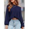 imagePRETTYGARDEN Womens Off The Shoulder Sweater Fall Fashion 2025 Pullover Long Sleeve Boat Neck Oversized Ribbed Knit TopsNavy Blue
