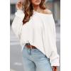 imagePRETTYGARDEN Womens Off The Shoulder Sweater Fall Fashion 2025 Pullover Long Sleeve Boat Neck Oversized Ribbed Knit TopsWhite