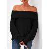 imagePRETTYGARDEN Womens Off The Shoulder Sweater Long Sleeve Loose Knit Pullover Sweaters Fall Going Out TopsBlack